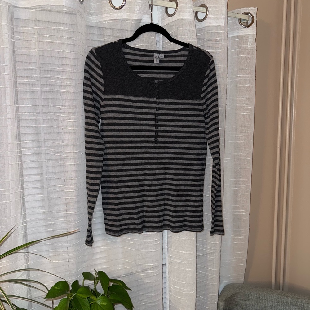 Caslon Black and Gray Striped Top